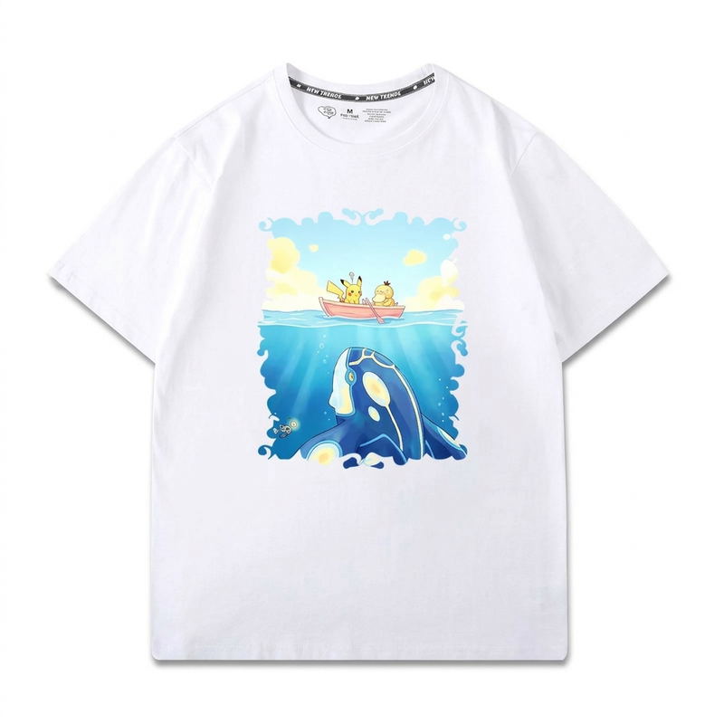Solike x Pokemon Pikachu & Psyduck T-shirt (White | Size L) image 1