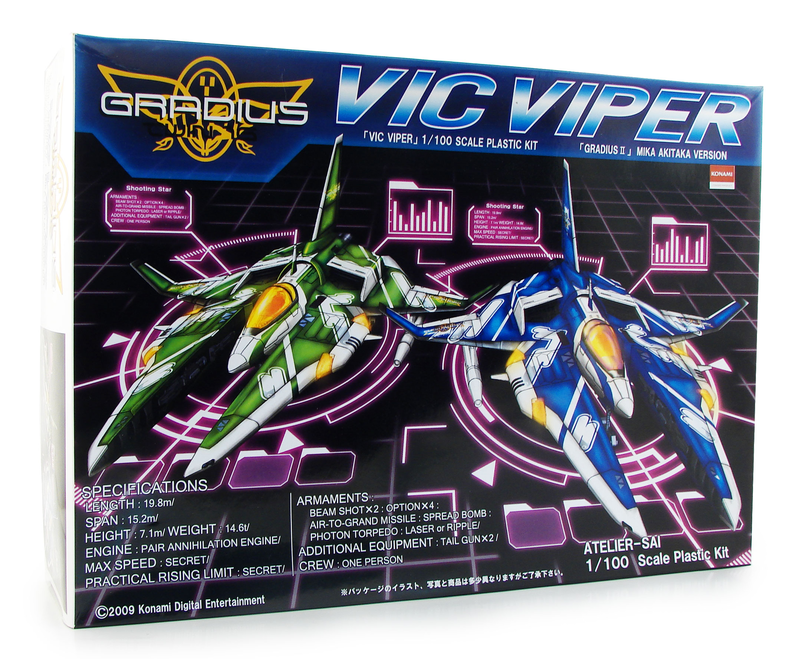 Gradius 2 1/100 Scale Pre-Painted Plastic Model Kit: Vic Viper (Mika Akitaka Green Color Version) image 1