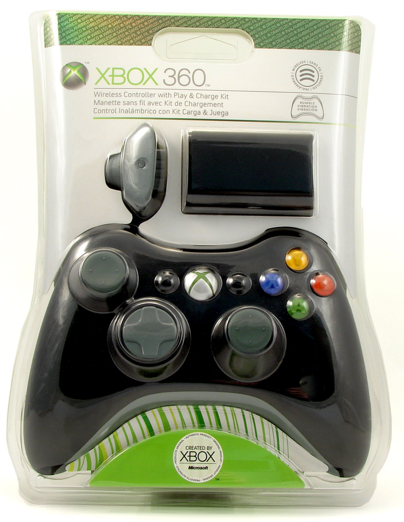 Xbox 360 Wireless Controller with Play & Charge Kit (Black) image 1