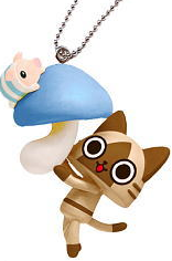 Capcom Monster Hunter Airou Furifuri Pre-Painted PVC Keychain: Airou/Mushroom image 1