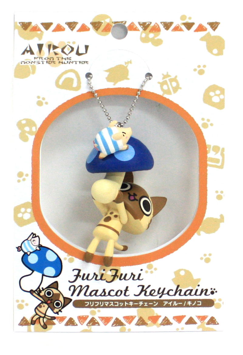 Capcom Monster Hunter Airou Furifuri Pre-Painted PVC Keychain: Airou/Mushroom image 2