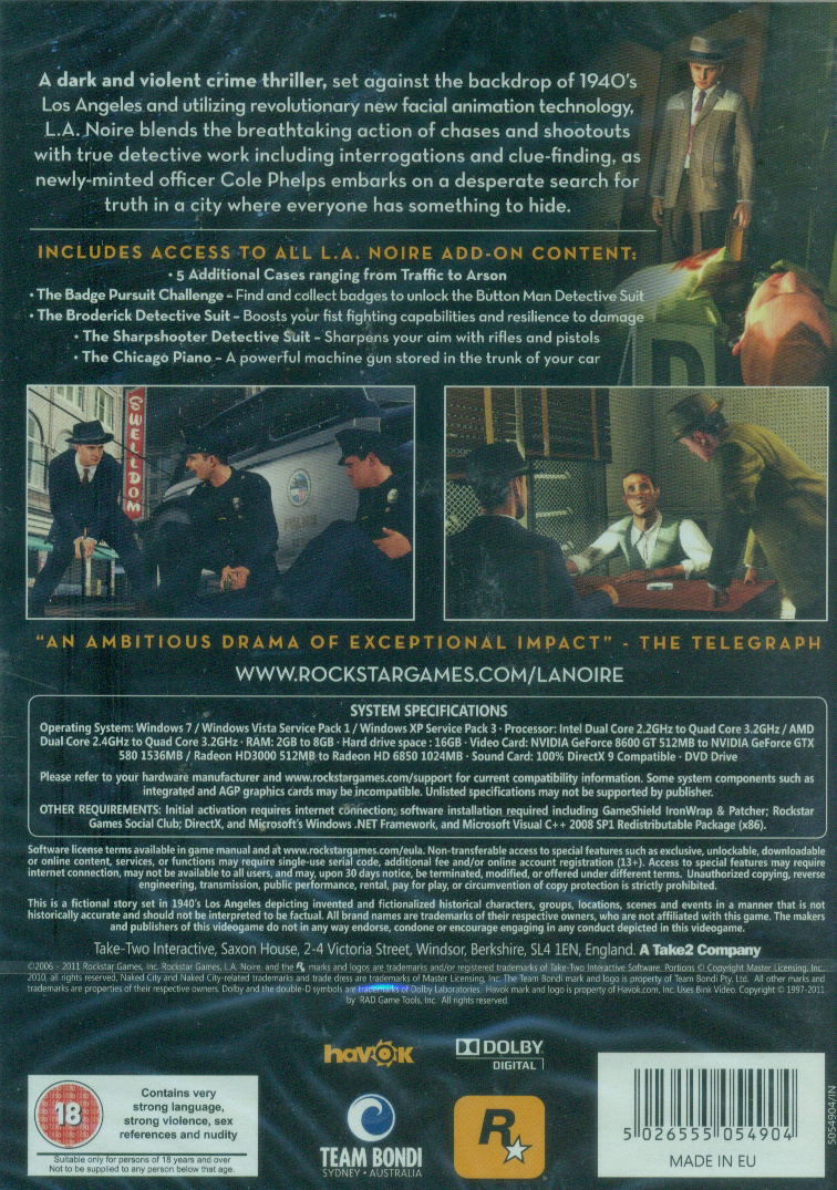 L.A. Noire: The Complete Edition (DVD-ROM) image 2