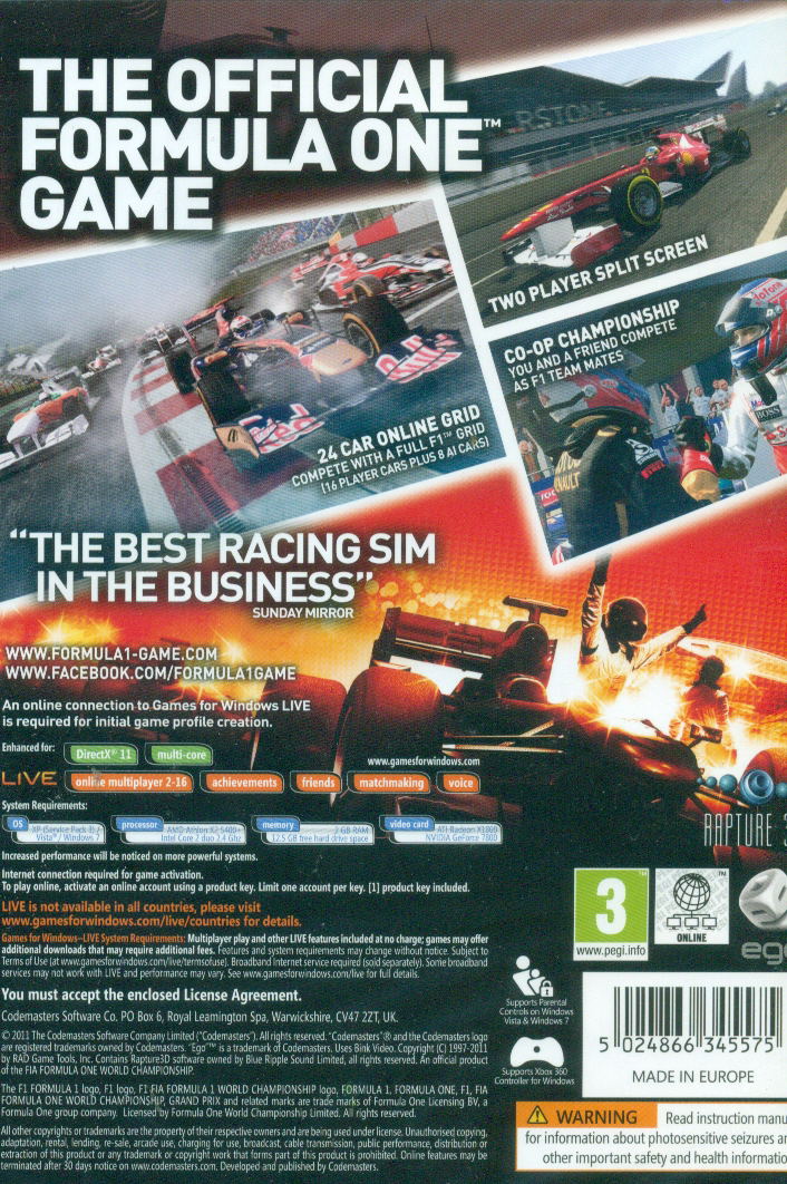 F1 2011 (DVD-ROM) for Windows