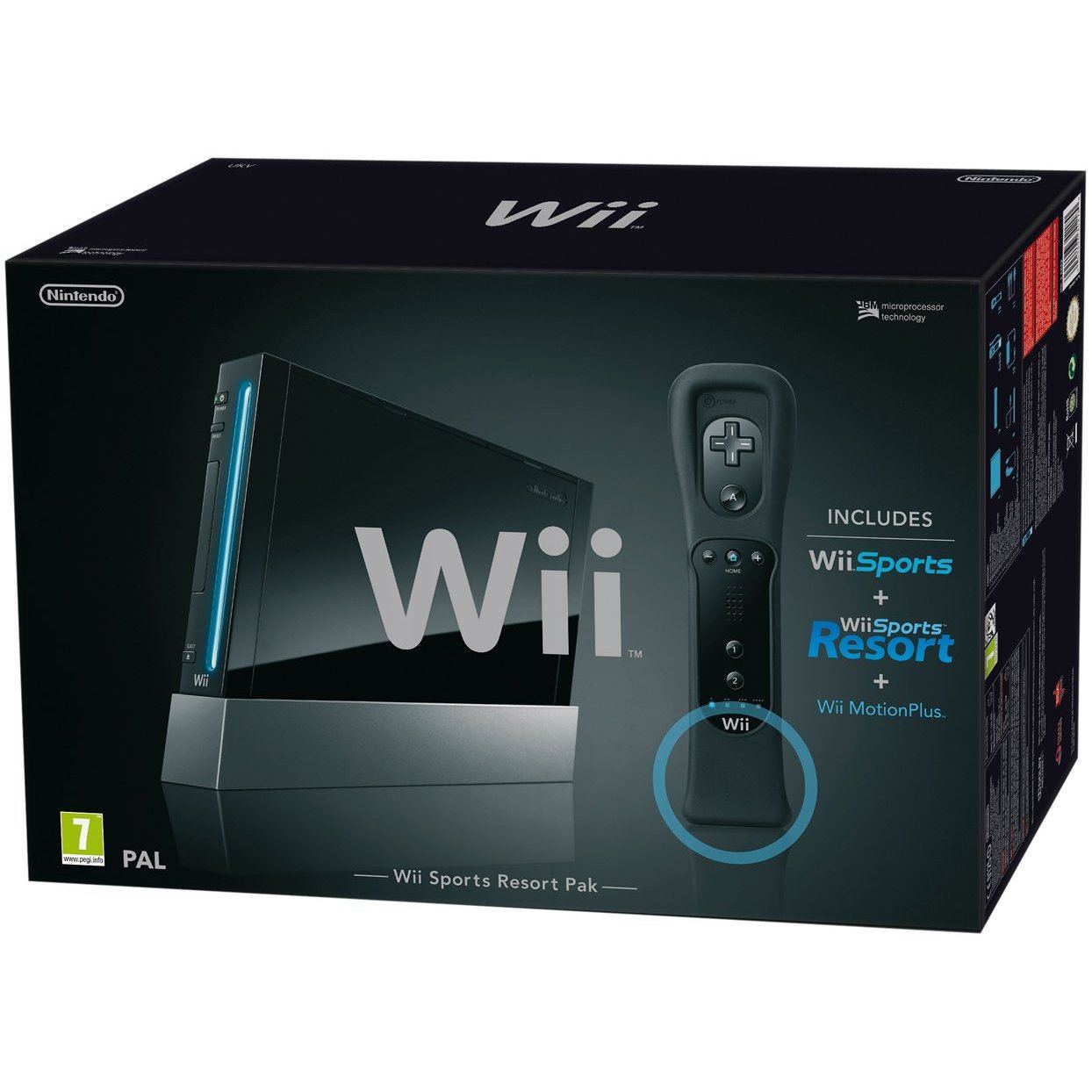 Nintendo Wii (Black) with Sports + Wii Sports Resort and Motion Plus Controller