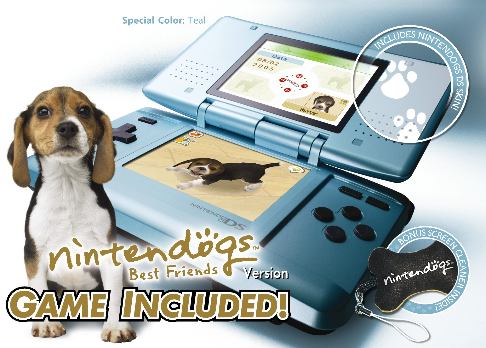 Nintendo DS Teal with Nintendogs Best Friends Bundle image 1