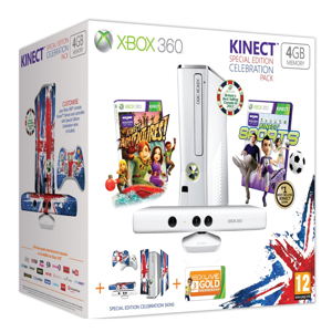Xbox 360 4GB Console - Celebration Pack (incl. Kinect Sensor, Wireless Controller, 3-Month Xbox LIVE Membership & 2 Games)_