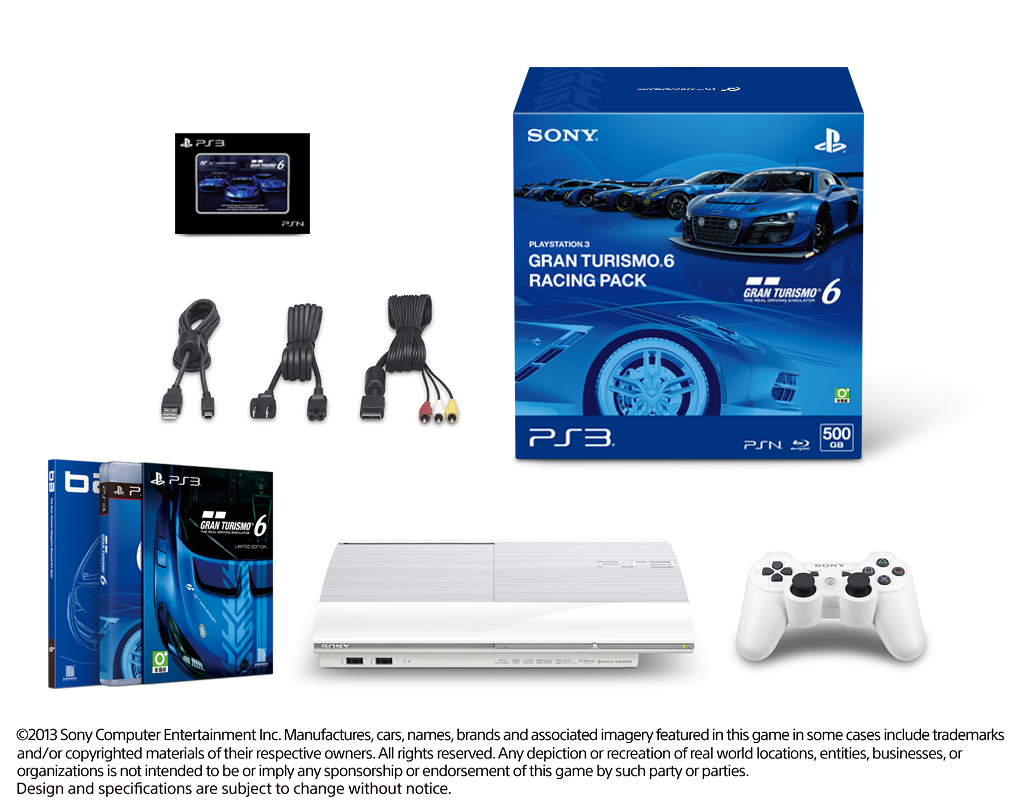 PlayStation 3 Slim White Console - Gran Turismo 6 Racing Pack