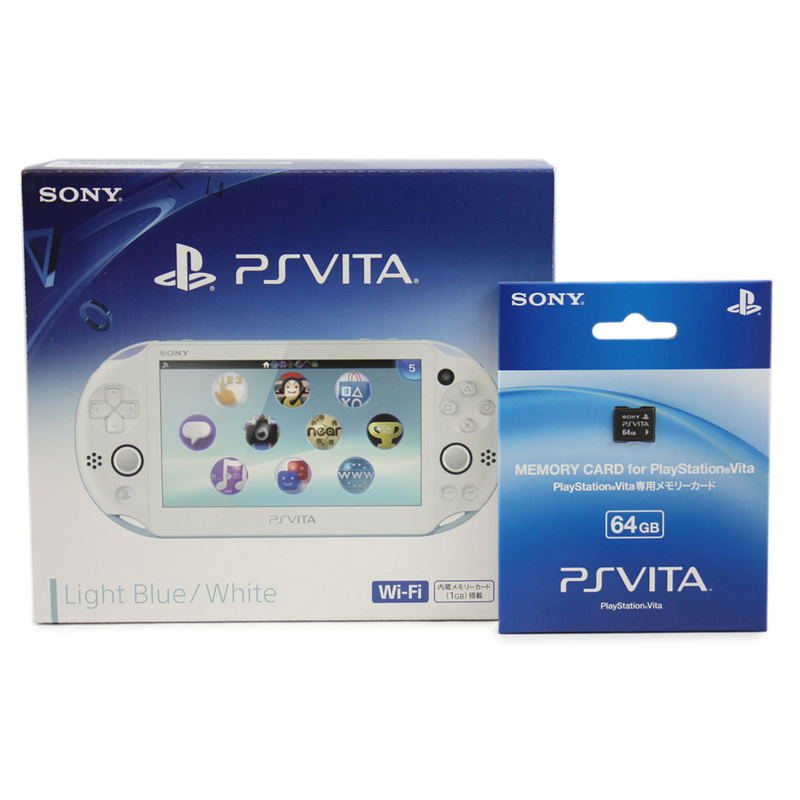 PS Vita PlayStation Vita New Slim Model - PCH-2000 (Light Blue White) [with 64GB Memory Card] image 1