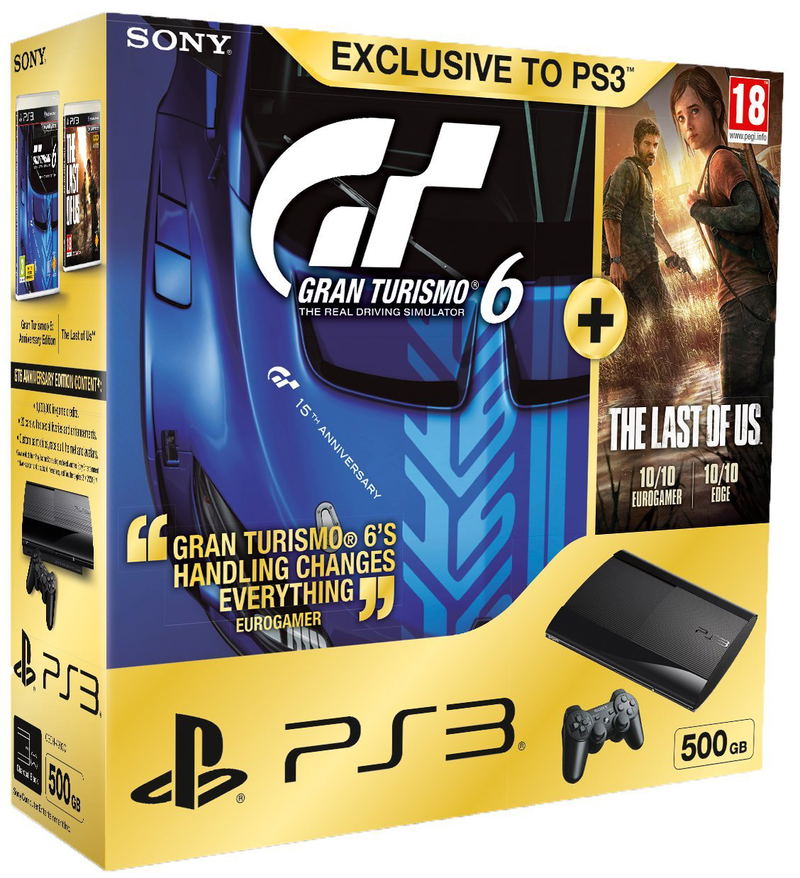 PlayStation3 Super Slim Console - Gran Turismo 6 & The Last of Us (500GB Charcoal Black Model) image 1
