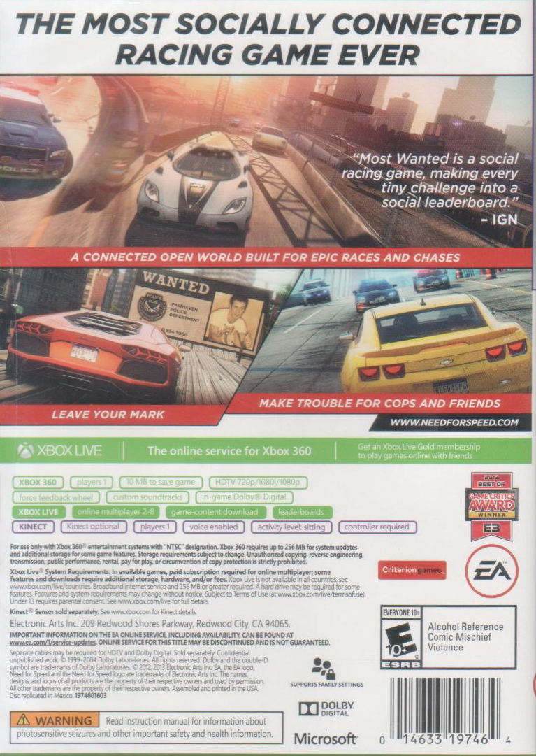 Need for Speed: Most Wanted - A Criterion Game (Platinum Hits) for Xbox360
