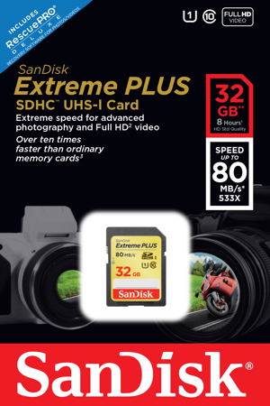 SanDisk Extreme PLUS SDHC 32GB, UHS-I/Class 10