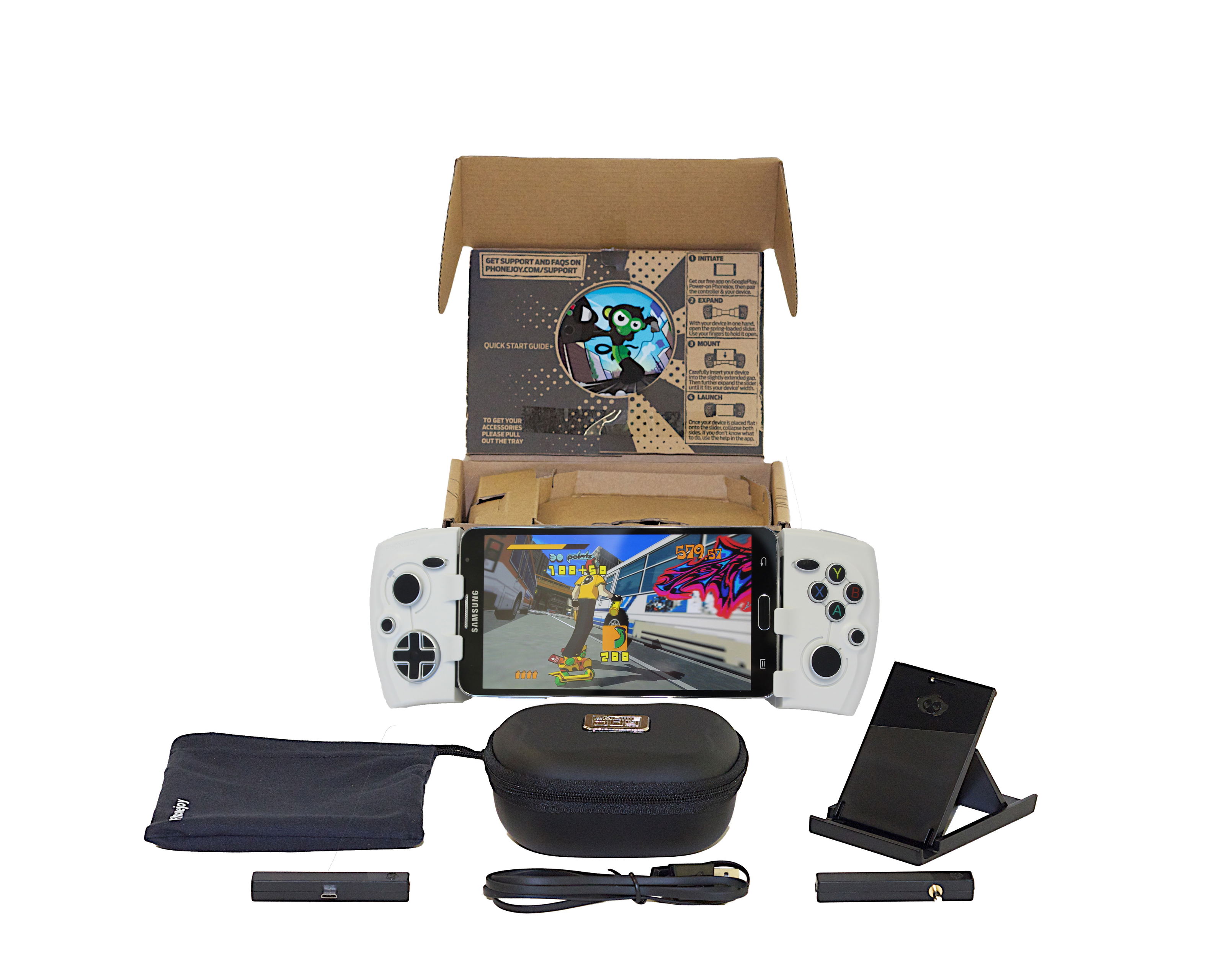 Phonejoy Bluetooth Game Controller (White) (Pro Bundle) for Android