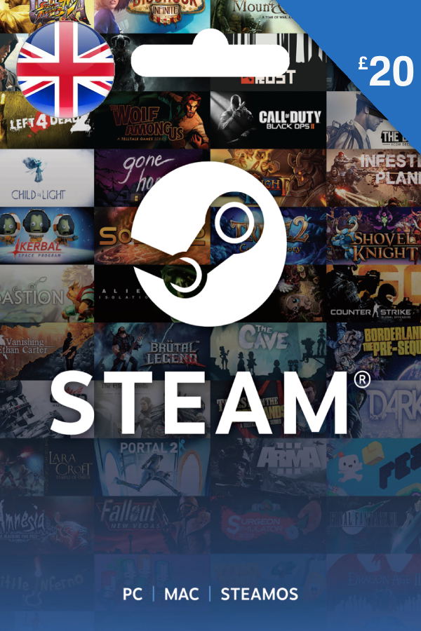 Steam Gift Card (GBP 20 | For GBP Currency Only) <span class="ext" style="background-color: #2a475e; color: #FFFFFF;">STEAM</span> <span class="ext ext_digital">digital</span> image 1