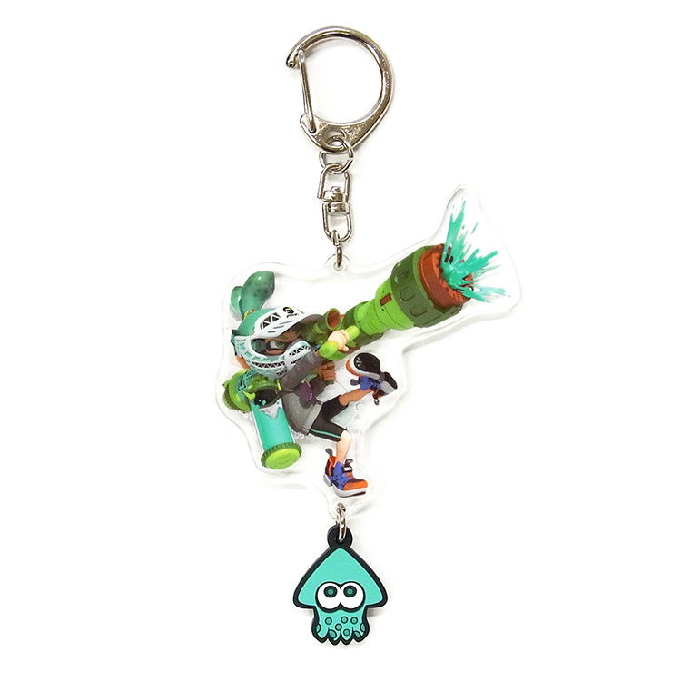Splashtag Keychains Splatoon Acrylic Key Chain with Squid Rubber: Boy (Super Shot)