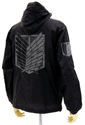 Attack on Titan Hooded Windbreaker Black x White L: Survey Corps