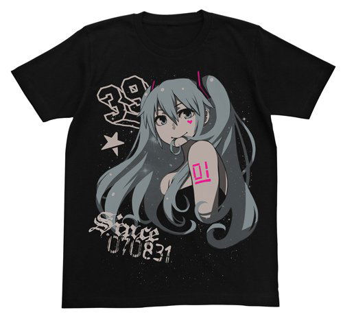 Hatsune Miku CHANxCO ver. STAR T-shirt Black (L Size) image 1