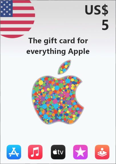 iTunes Gift Card $5 USD USA Apple iTunes 5 Dollars United States