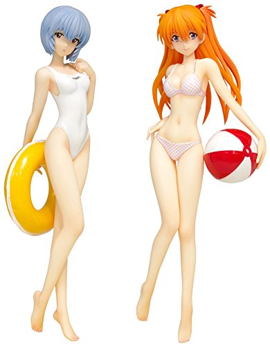 Beach Queens Evangelion 1/10 Scale Pre-Painted Figure: Ayanami Rei & Soryu Asuka Langley Comic Ver. Set image 1