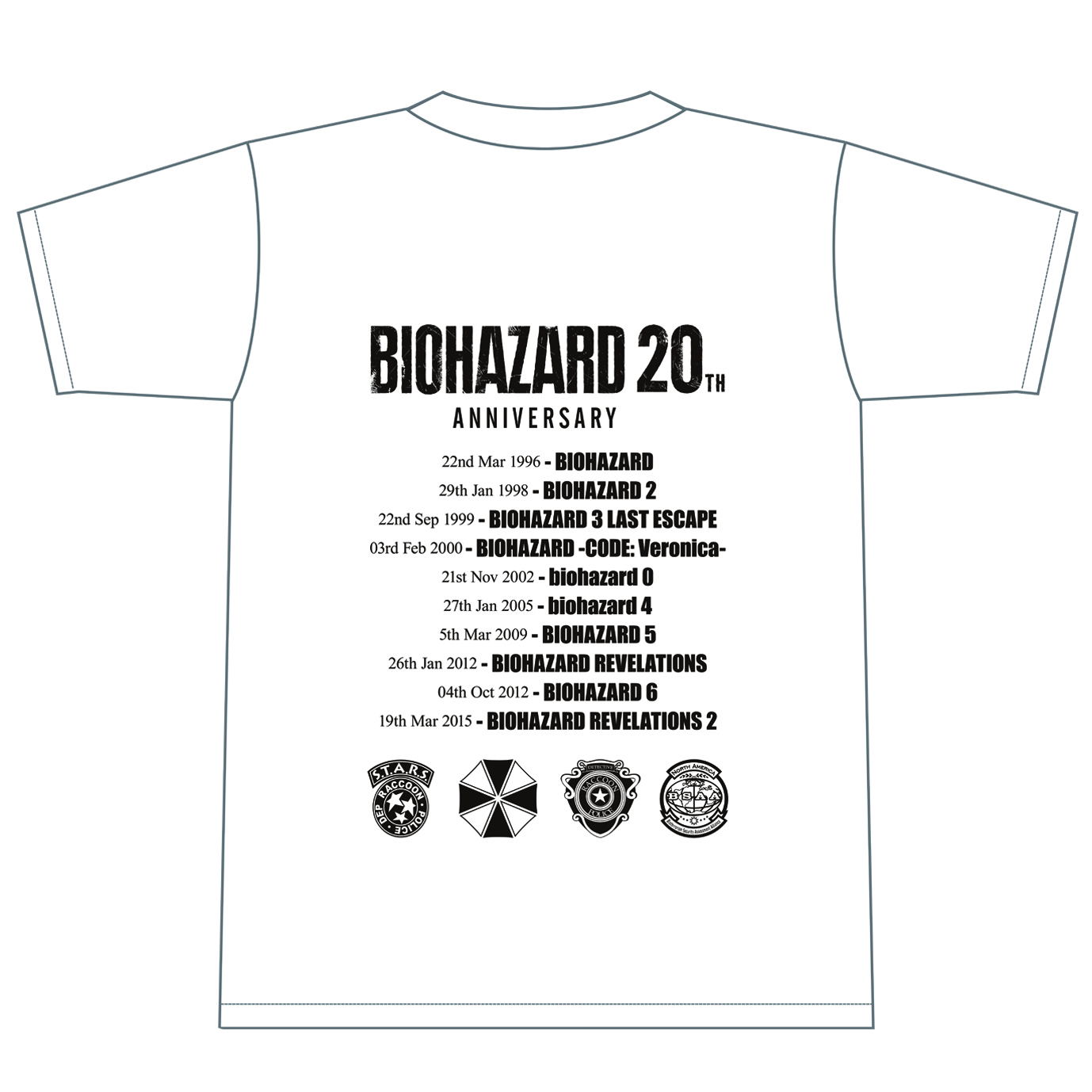 Biohazard 20th Anniversary T-shirt Black (L Size)