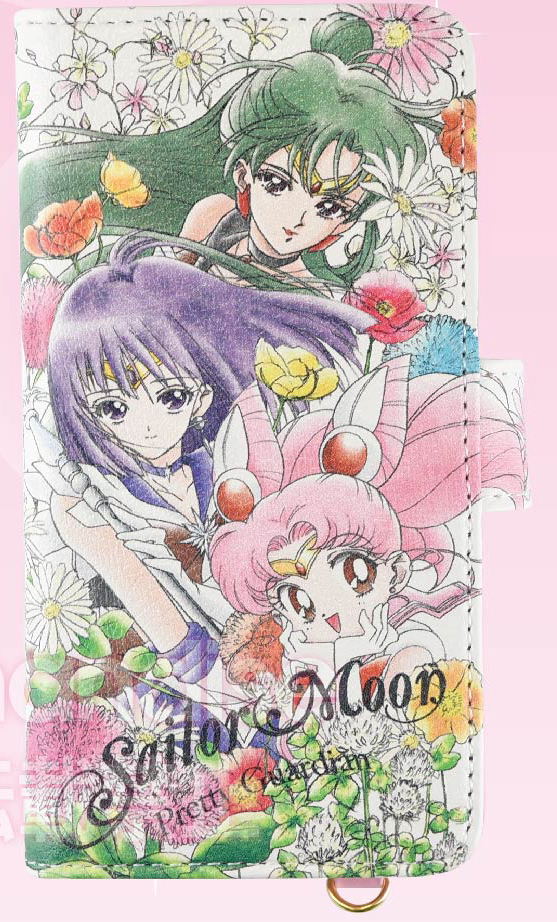 Sailor Moon Botanical Design Generalized Book Type Smartphone Cover: M Sailor Chibi Moon & Sailor Saturn & Sailor Pluto image 1