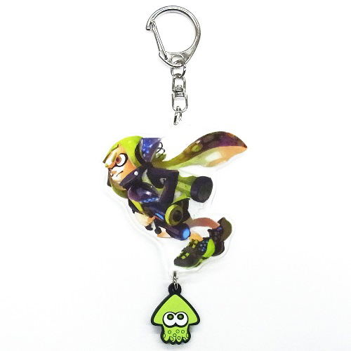 Splashtag Keychains Splatoon Acrylic Key Chain with Squid Rubber: Girl (Hero Suit)