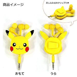 Pokemon Diecut Reel Type Stereo Earphones: Normal Color/Pikachu