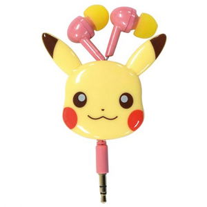 Pokemon Diecut Reel Type Stereo Earphones: Soft Color/Pikachu_