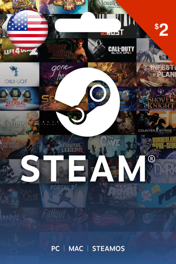 Steam Gift Card (USD 2 For USD Currency Only) STEAM digital for