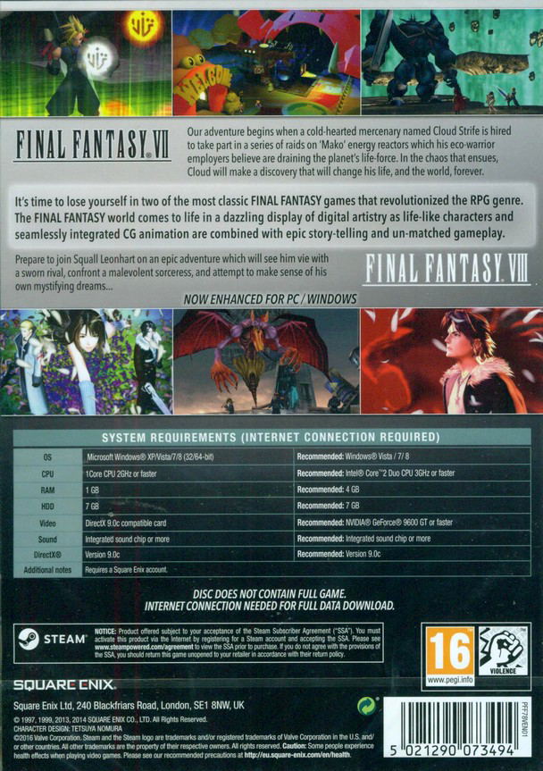 Final Fantasy VII / Final Fantasy VIII Double Pack Edition (DVD-ROM ...