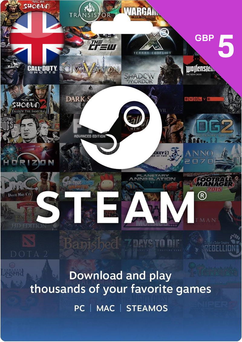 Steam Gift Card (GBP 5 | For GBP Currency Only) <span class="ext" style="background-color: #2a475e; color: #FFFFFF;">STEAM</span> <span class="ext ext_digital">digital</span> image 1