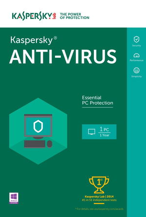 Kaspersky Anti-Virus 2016, 1 PC, 1 Year_