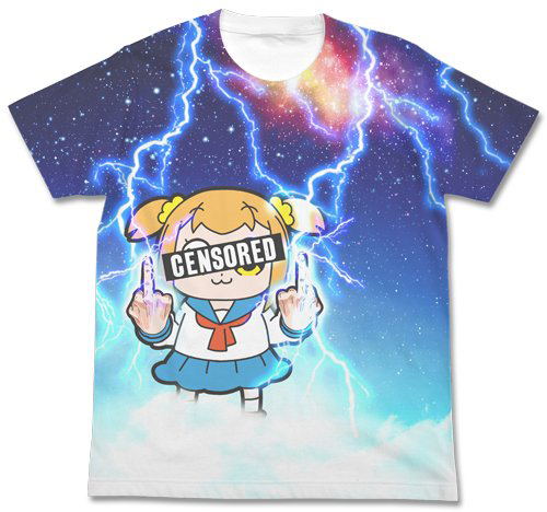 Pop Team Epic Full Graphic T-shirt White: Thunder Popuko (XL Size) image 1