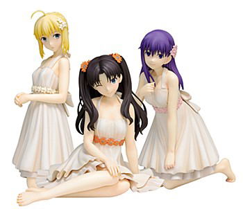 Fate/Stay Night Unlimited Blade Works 1/8 Scale Pre-Painted Figure:  Sakura Matou & Rin Tohsaka & Saber One-piece Style Premium Set image 1