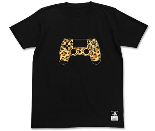 PlayStation T-shirt Black: Leopard Print Dualshock 4 (S Size) (re-run) image 1