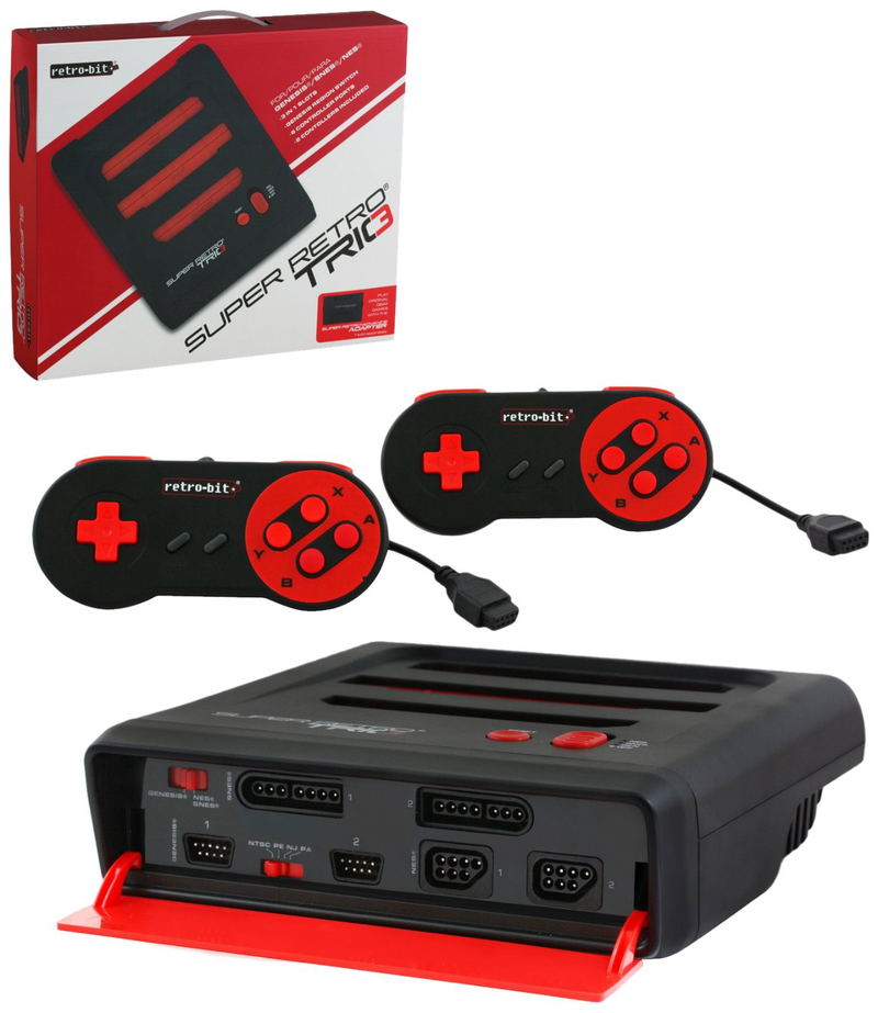 SNES/ Genesis/ NES Retro-Bit Super RetroTRIO 3 Gaming Console (Red & Black) image 1