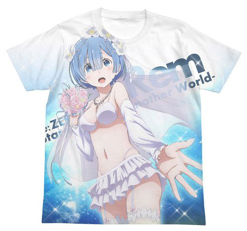 Re:Zero kara Hajimeru Isekai Seikatsu Full Graphic T-shirt White: Wedding Rem (Size M) image 1