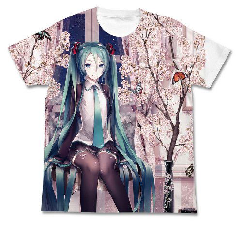 Hatsune Miku Haru Miku Full Graphic T-shirt White (L Size) [Re-run] image 1