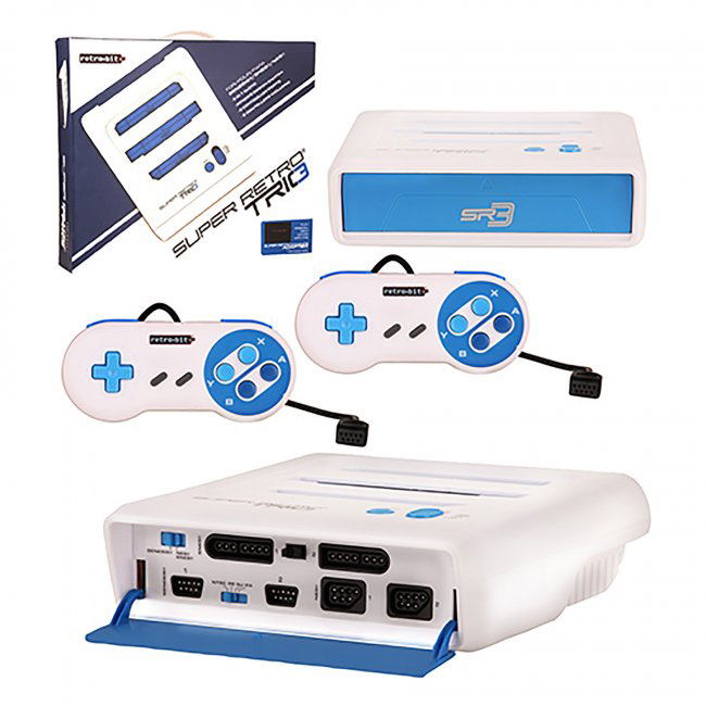 SNES/ Genesis/ NES Retro-Bit Super RetroTRIO 3 Gaming Console (White & Blue) image 1
