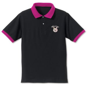 Danganronpa 3 - The End Of Kibogamine Academy - Monomi Face Embroidery Polo Shirt Black x Tropical Pink (L Size) [Re-run]_