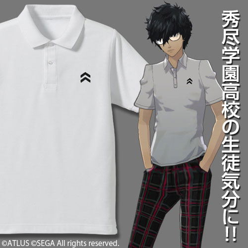 Persona 5 Shujin Academy High School Design Polo Shirt White (S Size) image 4
