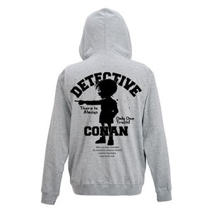 Case Closed Detective Conan Plain Stitch Cotton Zip Up Hoodie Mix Gray (XL Size)_