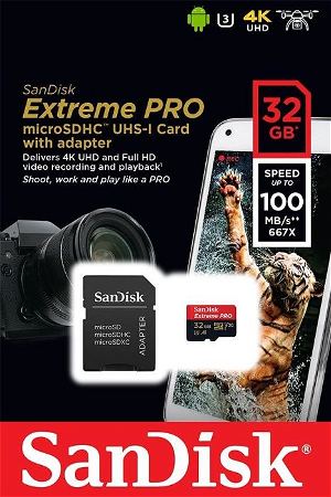 SanDisk Extreme PRO microSDHC Kit 32GB, 100MB/s, UHS-I A1/Class 10