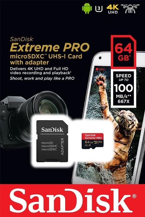 SanDisk Extreme PRO microSDXC Kit 64GB, 100MB/s, UHS-I A1/Class 10 image 3