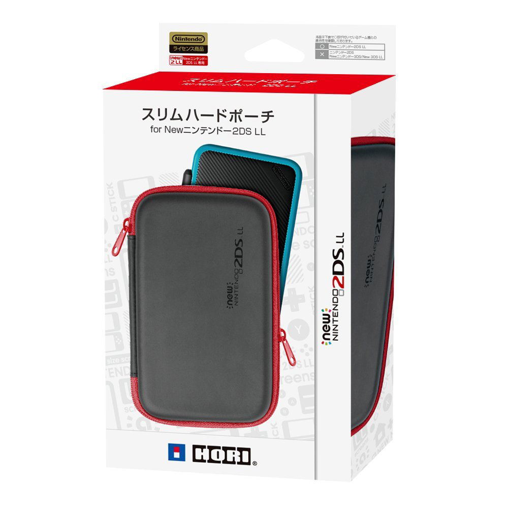 Slim Hard Pouch for New 2DS LL (Black x Red) for New Nintendo 2DS