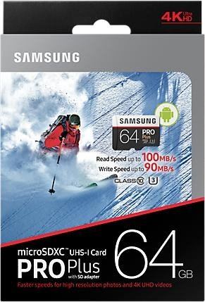 Samsung microSDXC PRO Plus 64GB Kit, UHS-I U3/Class 10 (2017)