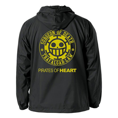 One Piece Pirates Of Heart Hooded Windbreaker Black x White (XL Size) image 1