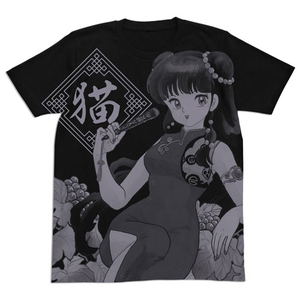 Ranma 1/2 Shampoo All Print T-shirt Black (L Size)_