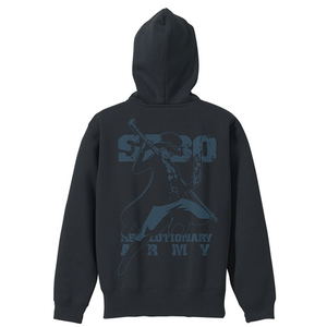 One Piece - Sabo Zippered Hoodie Black x Turquoise Blue (XL Size)_