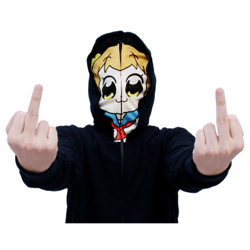 Pop Team Epic - Popuko Face Full Zippered Hoodie (S Size) image 4
