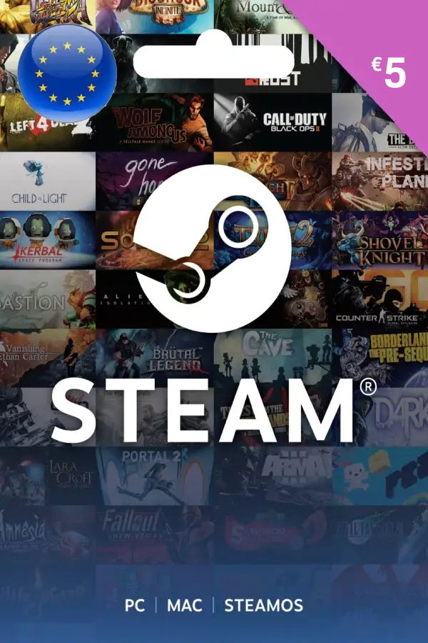 Steam Gift Card (EUR 5 | For EUR Currency Only) <span class="ext" style="background-color: #2a475e; color: #FFFFFF;">STEAM</span> <span class="ext ext_digital">digital</span> image 1